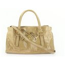 BN1866 Beige Vitello Shine Leather Bow Shopping Bag with Strap - Prada