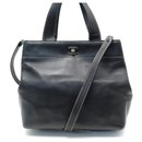 HANDBAG CHANEL CABAS LOGO CC BLACK LAMB GRAIN LEATHER SHOULDER HANDLE - Chanel