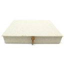 LARGE RECTANGULAR HERMES BOX IN CHEVRON CANVAS GOLD LEATHER CANVAS LEATHER BOX - Hermès