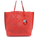 NEW CHRISTIAN DIOR HANDBAG DIORIVA PERFORATED LEATHER RED HAND BAG - Christian Dior