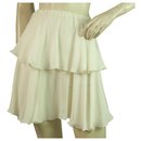 Dondup Ivory 100%Silk Chiffon Layered Mini Skirt Size 40