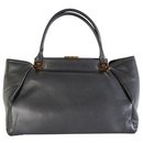 Trilogy Shopper Grey Leather Shoulder Bag - Lanvin