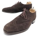 JM WESTON RICHELIEU SHOES 376 flowered tip 6D 40 BROWN SUEDE SHOES - JM Weston