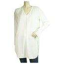 Blusa de seda branca Dondup de mangas compridas decote em V longo tamanho superior 40