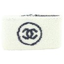 White CC Wrist Band Sweat Gym Bracelet Cuff - Chanel