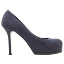 Zapatos de tacón de mezclilla azul con plataforma - Yves Saint Laurent