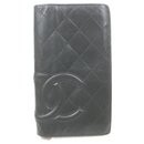 Black Cambon Leather Bifold Yen Long Flap Wallet - Chanel