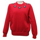 PULLOVER GIVENCHY AUS ROTER BAUMWOLLE T 50 M STAR PATCHES MIT GRAUEM KRAGEN ROTES SWEATSHIRT - Givenchy