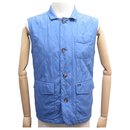 NEW SLEEVELESS JACKET FACONNABLE QUILTED VEST S 46 BLUE VEST WAISTCOAT - Façonnable