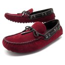 NEW LOUIS VUITTON MOCCASINS ARIZONA SHOES 7.5 41.5 RED SUEDE LOAFERS - Louis Vuitton