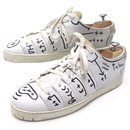 RARE UNIQUE CORTHAY GRAFFITI SHOES 10 44 CUSTOM SNEAKERS WHITE LEATHER SNEAKERS - Corthay