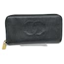 Black Caviar Leather Zippy Long Wallet L-Gusset - Chanel