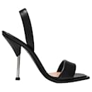 Sandals in Black and Silver Leather - Alexander Mcqueen