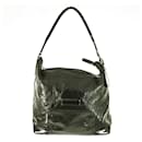 Longchamp Black Shiny Leather Front Pocket Zipper Top Hobo Shoulder bag Handbag