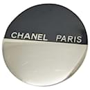 00a Black x Silver Round Pin Brooch CC Logo - Chanel
