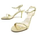 CHRISTIAN DIOR SANDALS WITH HEELS 40 IN GOLD LEATHER & STRASS SHOES - Christian Dior