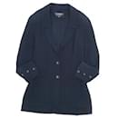 (Used) Vintage Chanel CHANEL Coco mark button jersey blazer jacket outer ladies S equivalent navy navy blue vintage vintage