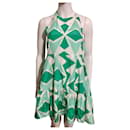 Green and white silk dress - Autre Marque