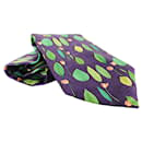 Purple Leaf Print Silk Tie - Alfred Dunhill