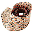Orange Floral Print Silk Tie  - Alfred Dunhill