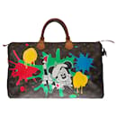 Louis Vuitton Speedy Handbag 40 in custom brown monogram canvas "Art is Beautiful"
