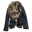 Leather jacket with fox fur collar - Roberto Cavalli