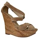 Le Silla taupe high heeled wedge sandals