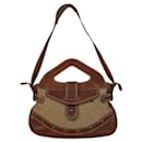 Patricia Pepe Brown Leather Metallic Wool fabric Handbag Shoulder Bag - Autre Marque