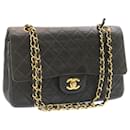 CHANEL Matelasse lined Chain Flap Shoulder Bag Black Silver CC Auth 24634 - Chanel