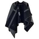 Burberry poncho dark gray and black wool initials TH