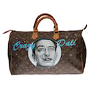 Stunning Louis Vuitton Speedy Handbag 40 in custom Monogram canvas "Dali is back, Dali is Crazy "