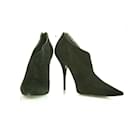 Casadei Black Suede High Heels Pointed Toe Back Zip Ankle Booties Shoes sz 10