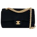 Chanel Vintage Small Classic lined Flap Black Jersey Bijoux 24k GHW