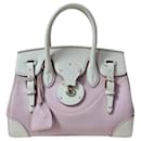 Ralph Lauren Ralph Lauren Off White/Blush Pink Leather Ricky Top Handle Bag