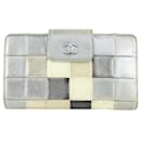 Silver Chocolate Bar Patchwork Long Bifold Wallet - Chanel