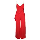 Red Jumpsuit with Spaghetti Shoulder Straps - Alice + Olivia