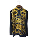 [Used] HERMES Knit Switching Navy Long Sleeve Blouse - Hermès
