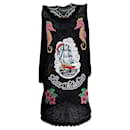 Love Moschino - Hippocampe - Robe tunique courte en textile perforé street noir T42/IT46