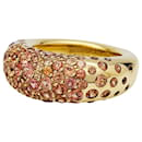 Chaumet ring "Caviar" model in yellow gold, orange sapphires.