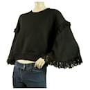 MSGM Black Long Wide Sleeves w. Lace Cotton Crop Top Sweater size S - Msgm