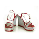 Solo Per Te Blue White Stripes Red Crystals Wedge Platform Sandals shoes ( 39 ?) - Autre Marque