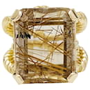 Yellow gold and quartz angel hair ring. - inconnue
