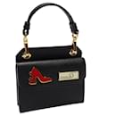 [Used] Prada Saffiano Card Case Card Folder Bag Charm Ladies High Heels Motif Logo Plate Saffiano Leather Black