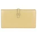 Beige calf leather Leather CC Button Line Long Wallet - Chanel