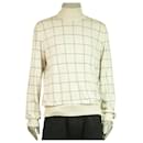 Dunhill Beige Sweater 100% Wool Knit Turtle neck Check Mens Top size XL - Alfred Dunhill