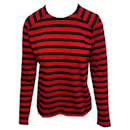 Ganni Striped Longsleeve T-shirt in Red Cotton