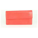 Coral Leather Camellia CC Flap Wallet Long - Chanel