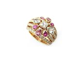CHANEL BAUMER T RING54 ROSE GOLD DIAMONDS AQUARTED MARINES TOURMALINES RING - Chanel