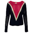 By Malene Birger Plomia Striped Open-knit Sweater In Blue Wool
