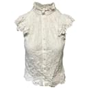 Sea New York Lace Mock Neck Top in White Cotton - Roseanna